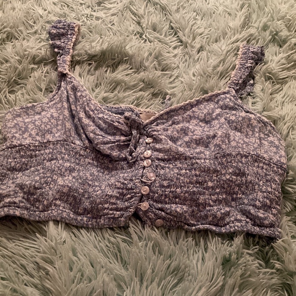 Crop blue shirt tank top - Picture 3 of 5